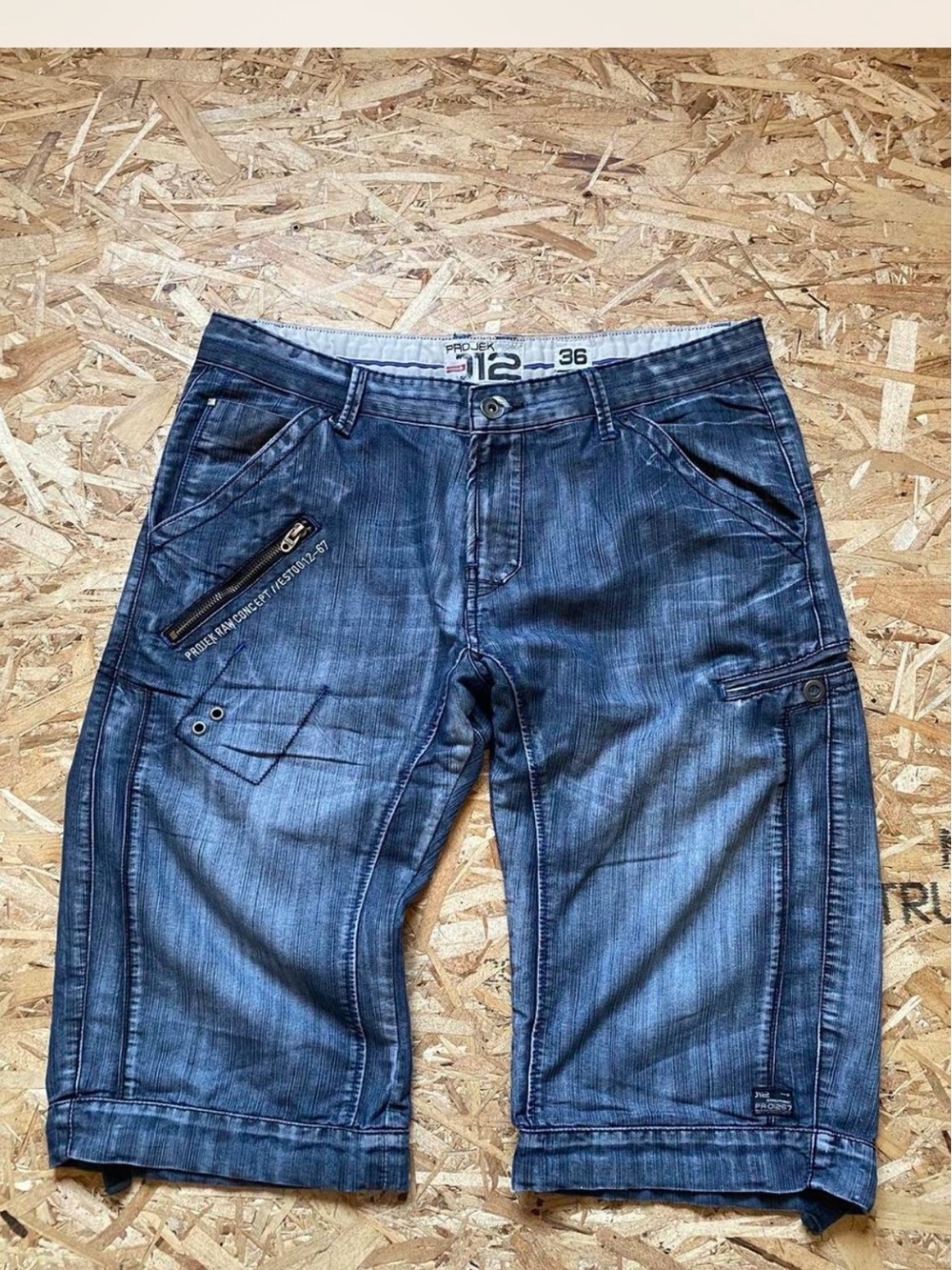 Men's Projek Raw Blue Cargo Denim Shorts - Size 36